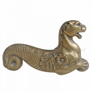 Prächtiger Türdrücker antik Fabelwesen Löwe Seerose alt Türklinke