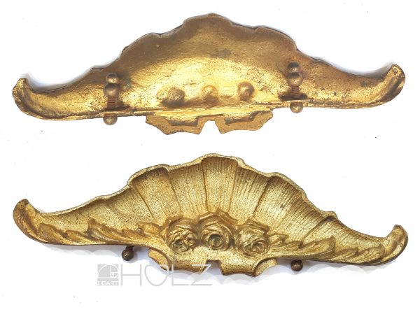 Möbelkrone antik Bronze feuervergoldet Rosen Möbelbeschlag alt