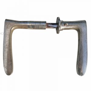Große Kastenschloss Türdrücker 1920er Messing vernickelt alt 9er Vk