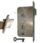 Tür Einsteckschloss antik Sperrriegel alt schräger Stulp 65/10/64-114