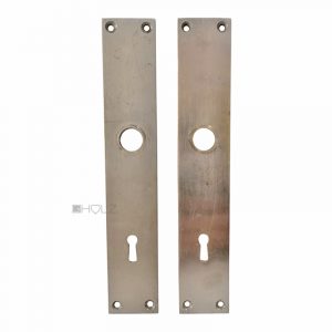 Langschilder Bauhaus alt vernickelt 1920er Türdrücker 16.5/72