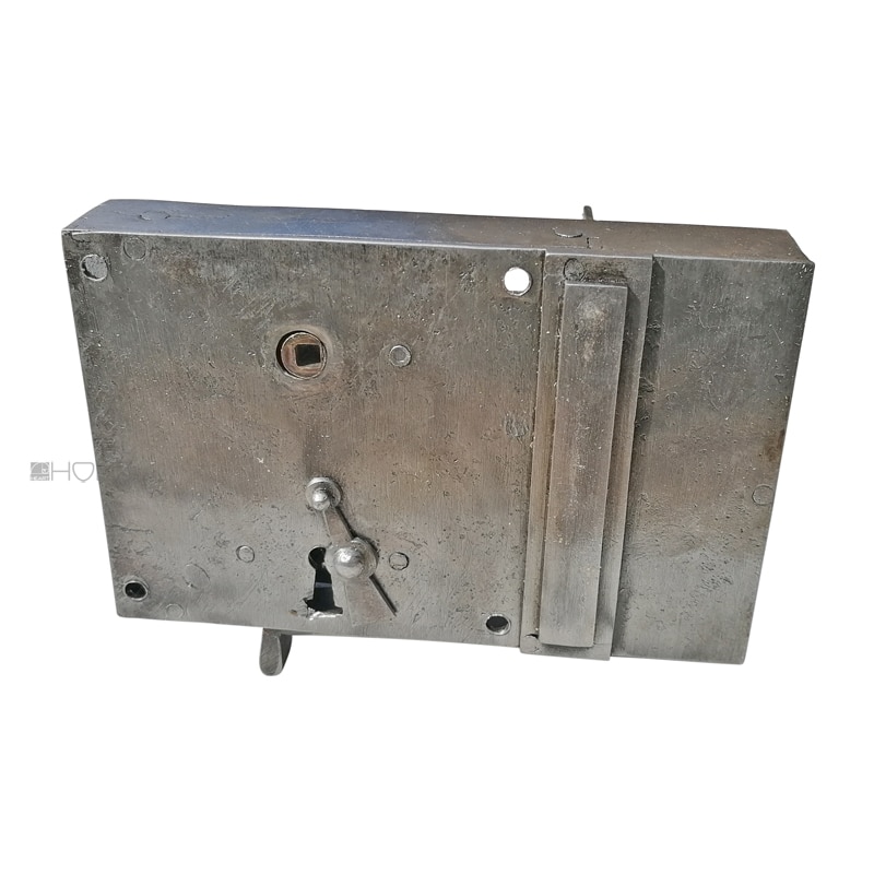 Biedermeier Kastenschloss groß verdeckte Falle antik alt Tür links 70/6.5/60