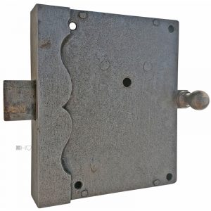 Großes Tür Kastenschloss Zugriegel beidseitig alt antik 132x154mm