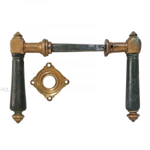 Türdrücker Kastenschloss antik Würfel alt Ebenholz Rosette 8.5er Vk