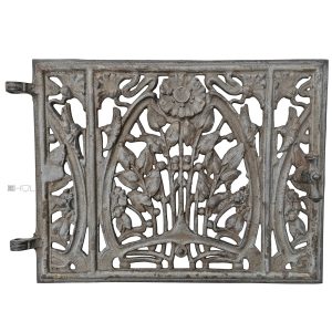 Ofenklappe antik Lüftungsklappe alt Eisenguss Jugendstil floral 22x29cm