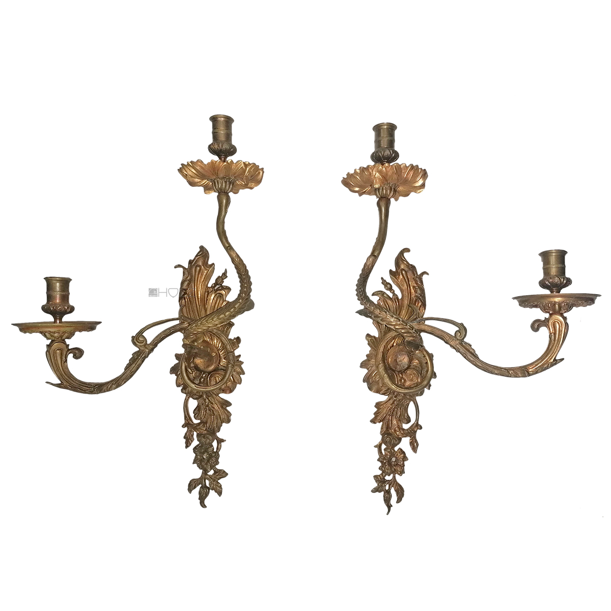 Wand Kerzenhalter antik Kerzenleuchter Wandleuchter prächtig Bronze