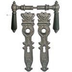 Drückergarnitur antik Jugendstil alt floral Eisen 72mm 8er Vk