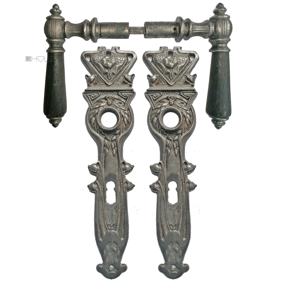 Drückergarnitur antik Jugendstil alt floral Eisen 72mm 8er Vk