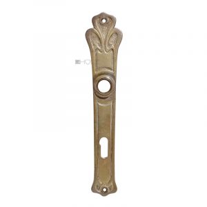 Langschild Jugendstil alt vernickelt floral Türdrücker 16.1mm 72