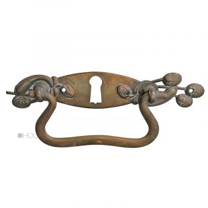 Schubladengriff Jugendstil alt floral Möbel Schlüsselschild 136mm
