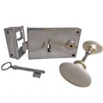 Tür Kastenschloss alt Frankreich Porzellangriffe 57er Dornmaß