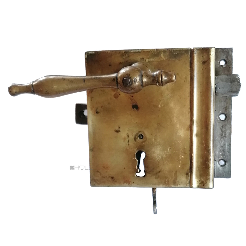 Tür Kastenschloss antik Messing alt Biedermeier links 60/67
