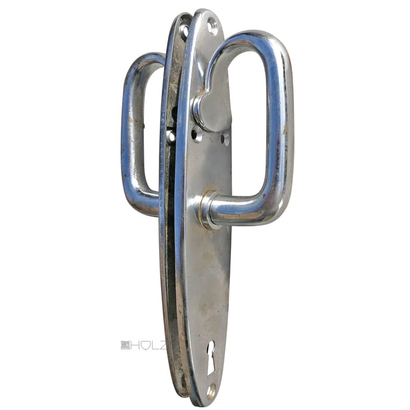 Boot Drückergarnitur Messing verchromt oval 92mm 9er Vk