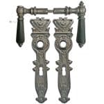 Drückergarnitur Tür Eisen antik Jugendstil alt Glöckchen 72mm 8er Vk