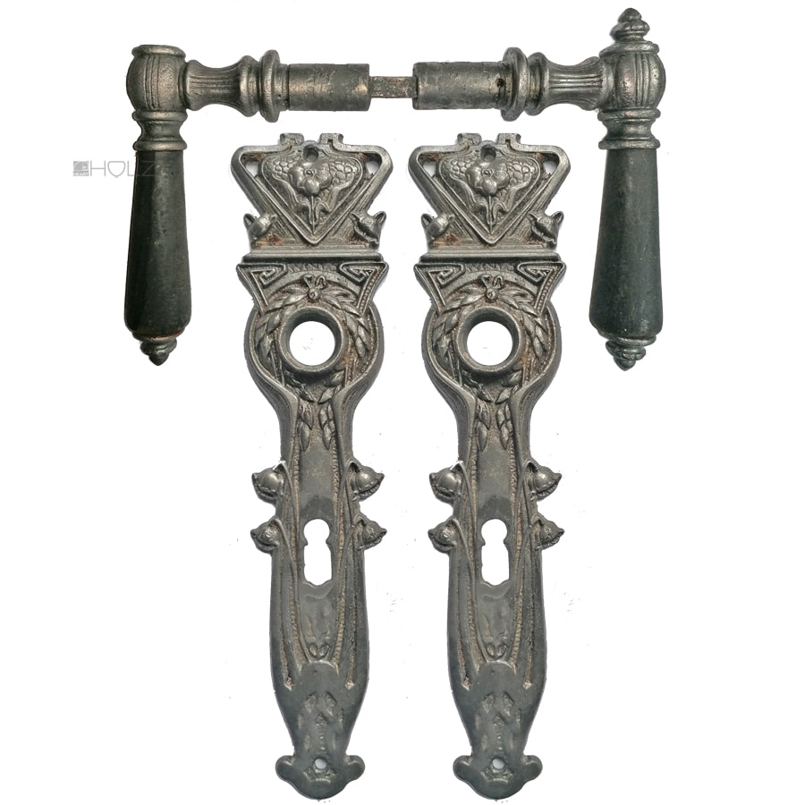 Drückergarnitur Tür Eisen antik Jugendstil alt Glöckchen 72mm 8er Vk