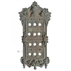Hausklingel Klingel antik Klingelplatte Bronze alt stark Patina verwittert 35cm