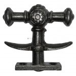 Fensterolive antik Eisen Blüte Vorreiber alt Doppelreiber 18mm