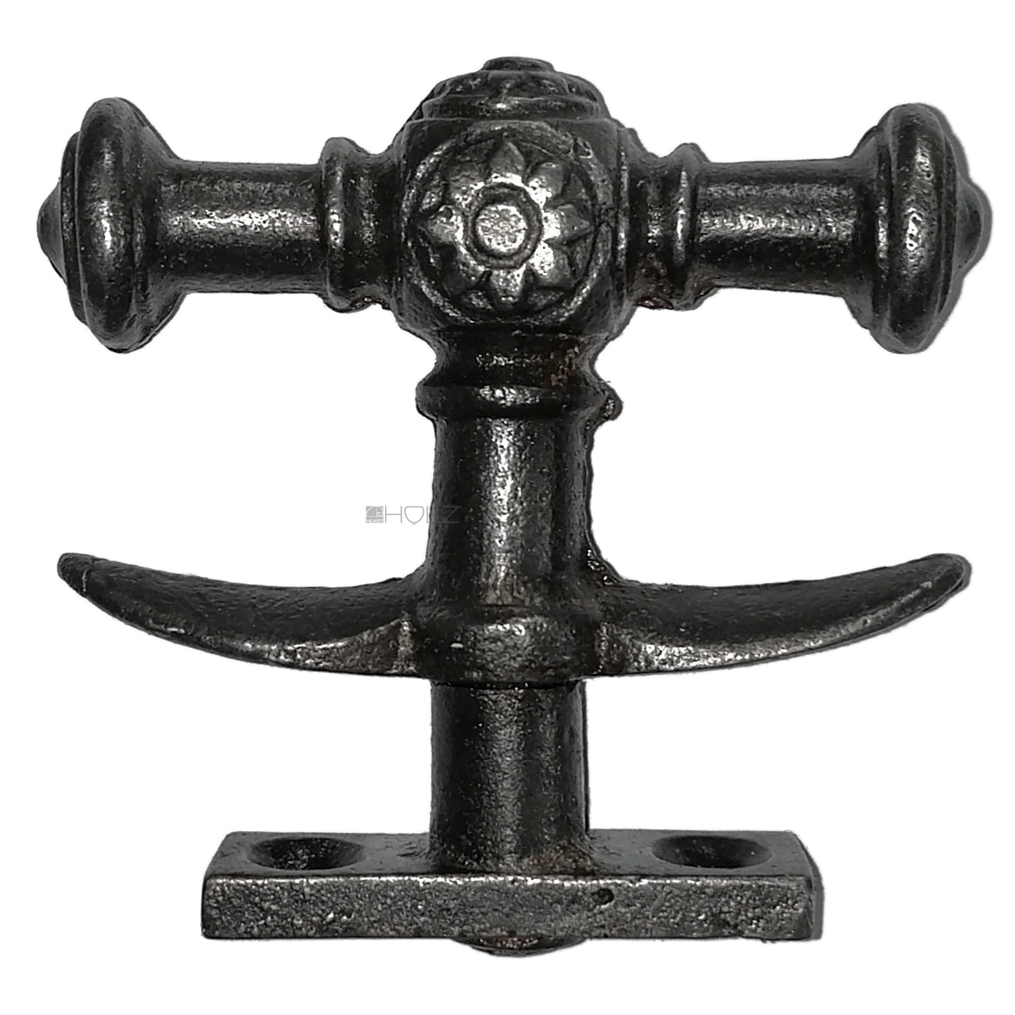 Fensterolive antik Eisen Blüte Vorreiber alt Doppelreiber 18mm