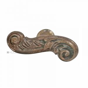 Fensterolive antik Fenstergriff Messing Volute Barock alt 76mm
