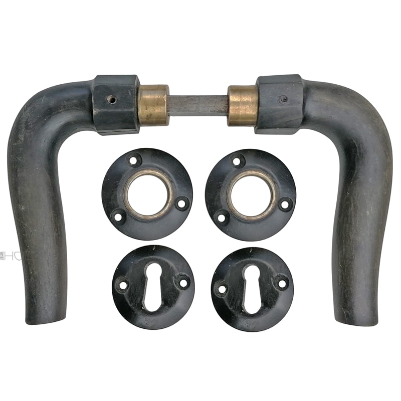 Drückergarnitur Avantgarde Art Deco Horn schwarz alt Türdrücker