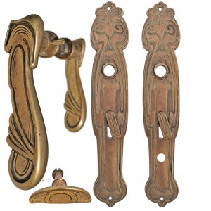 Tür Drückergarnitur Jugendstil floral alt prächtig 78mm 9er Vk