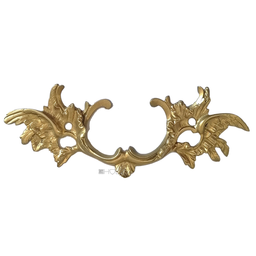 Magnifica maniglia per cassetto in bronzo per mobili anticata neo barocca placcata in oro 18,5 cm