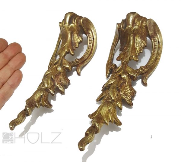 Bronze Möbelbeschlag 2er Set antik feuervergoldet 15cm