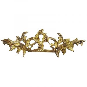 Bronze Möbelbeschlag Schlossblende mit Griff feuervergoldet 19cm