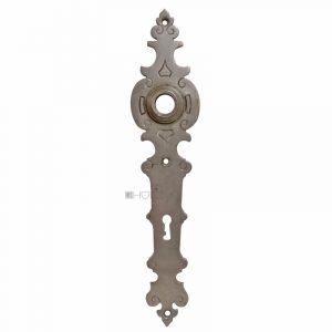 Langschild antik Gründerzeit vernickelt alt Türdrücker 16.8mm 93