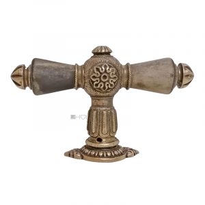 Fensterolive antik Blüte Messing Horn alt Fenstergriff 110mm