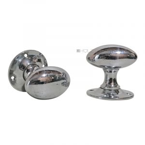 Türknauf Art Deco alt Messing vernickelt oval Drehgriff 60mm 8er Vk