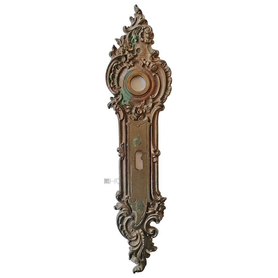 Schweres Bronze Tür Langschild neo barock prächtig 16.6mm 78