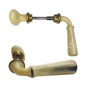 Türdrücker antik shabby chic Emaille Frankreich weiß alt 6er Vk