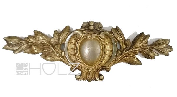Bronze Beschlag feuervergoldet Lorbeer Möbel 140mm