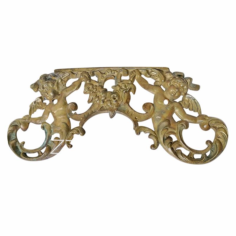 Bronze Möbel Beschlag antik feuervergoldet Putten Barock alt 205mm
