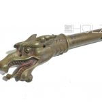 Drachenkopf Bronze massiv antik 10cm auf Rohr 19mm