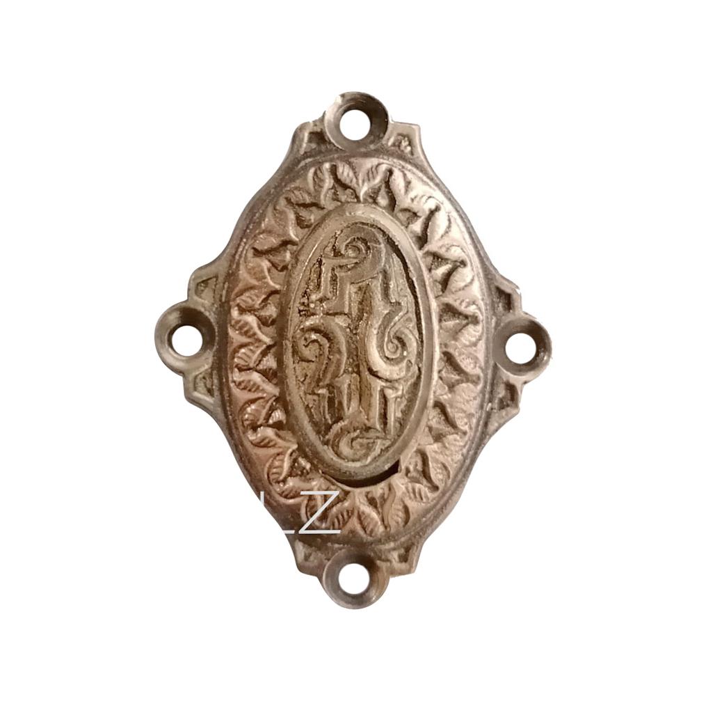 Schlüsselrosette antik oval Akanthus Messing alt Schlüsselschild