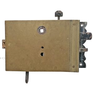 Biedermeier Kastenschloss Messing alt antik Türschloss 74/8/47