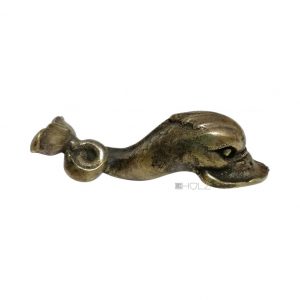 Delphin Bronze Messing antik Aufsatz Restauration 12cm