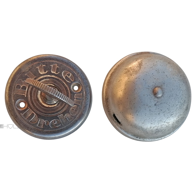 Tür Haus Drehklingel Bitte drehen alt antik Jugendstil Stahl 60mm