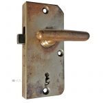 Tür Aufschraubschloss antik Messing alt Griffolive Zigarre hebende Falle 36/58