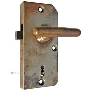 Tür Aufschraubschloss antik Messing alt Griffolive Zigarre hebende Falle 36/58