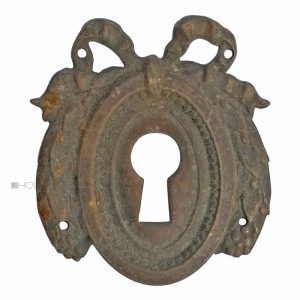 Bronze Möbel Schlüsselschild antik klassizistisch Schleife alt 48mm