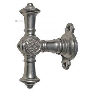 Fensterolive Dresdner Blume antik vernickelt alt Fenstergriff