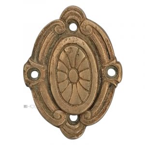 Schlüsselschild antik Jugendstil Blüte alt Messing 43x59mm