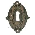 Großes Tür Schlüsselschild antik Eisen alt Baldachin 80mm