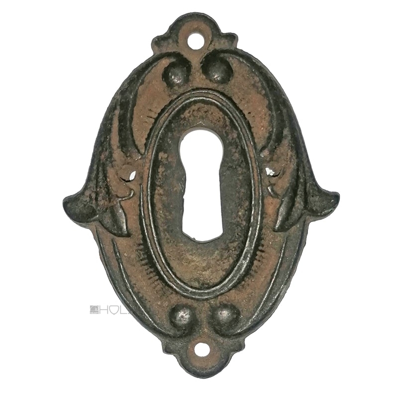 Großes Tür Schlüsselschild antik Eisen alt Baldachin 80mm