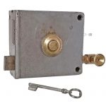 Tür Kastenschloss antik Frankreich Zugriegel alt rechts Schlüssel 102x92-54mm