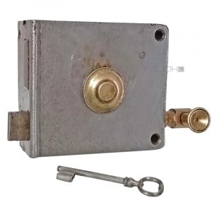 Tür Kastenschloss antik Frankreich Zugriegel alt rechts Schlüssel 102x92-54mm