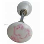 Türknauf Garnitur alt Porzellan antik rund floral bedruckt 62mm 8er Vk